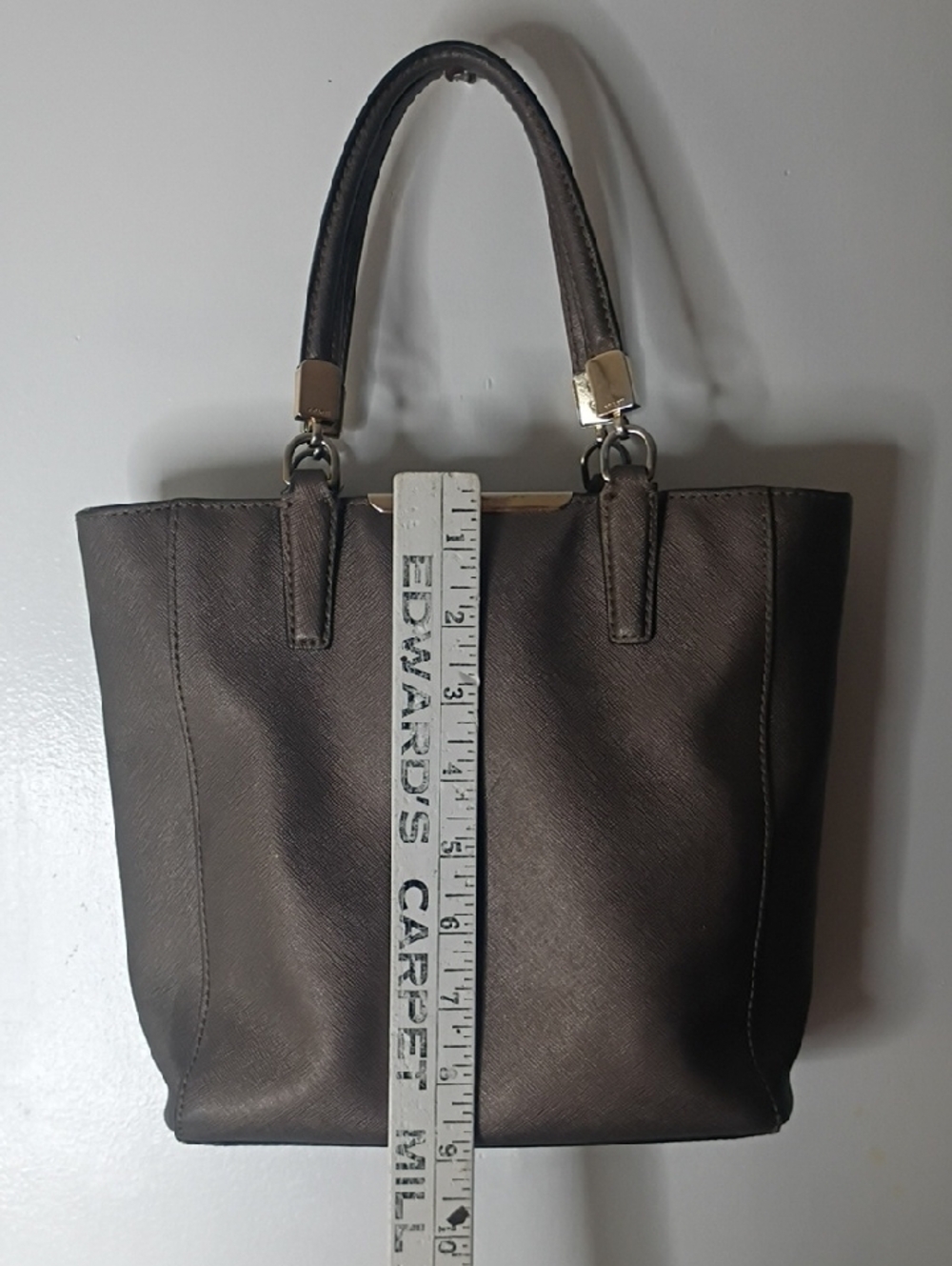 Coach Madison Saffiano Mini North South Tote Bronze Purse Bag - Picture 14 of 16
